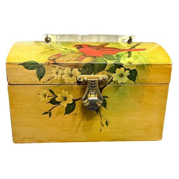 Annie Laurie Vintage Original Palm Beach Red Cardinal Box Purse - Picture 12 of 15